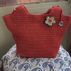The Sak, Burnt Orange Crocheted Bucket Bag NWOT